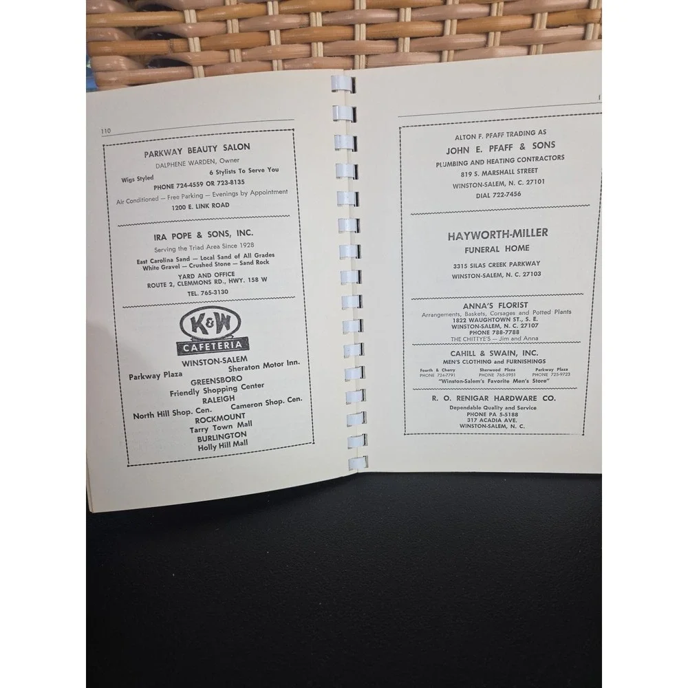 Konnoak Hills Moravian Church Cookbook Winston-Salem NC 1969 Spiral